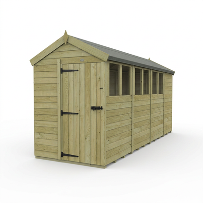 5 x 15 Apex Shed (Single Door, With Windows) - view 4