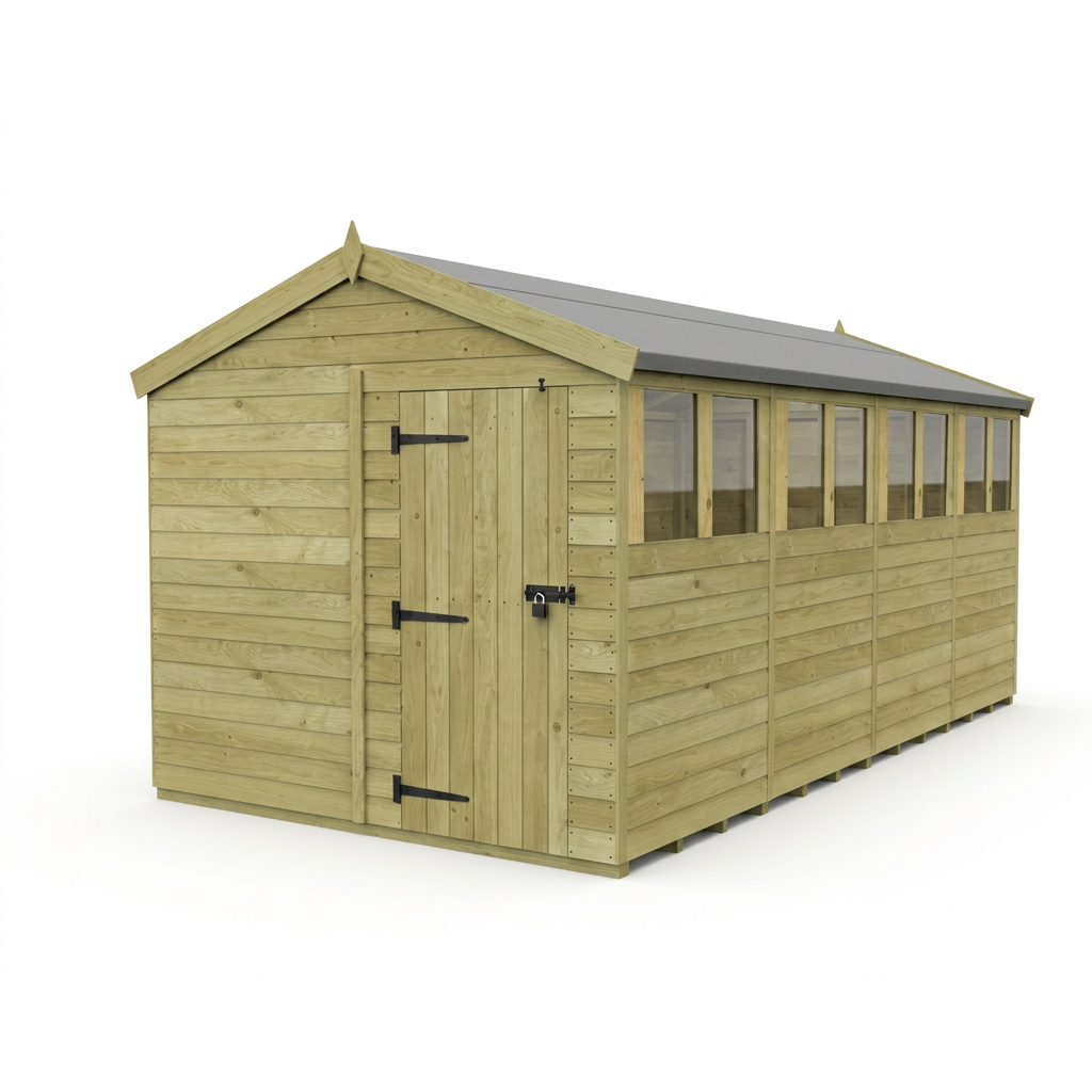 8 x 16 Apex Shed (Single Door, With Windows) - view 4