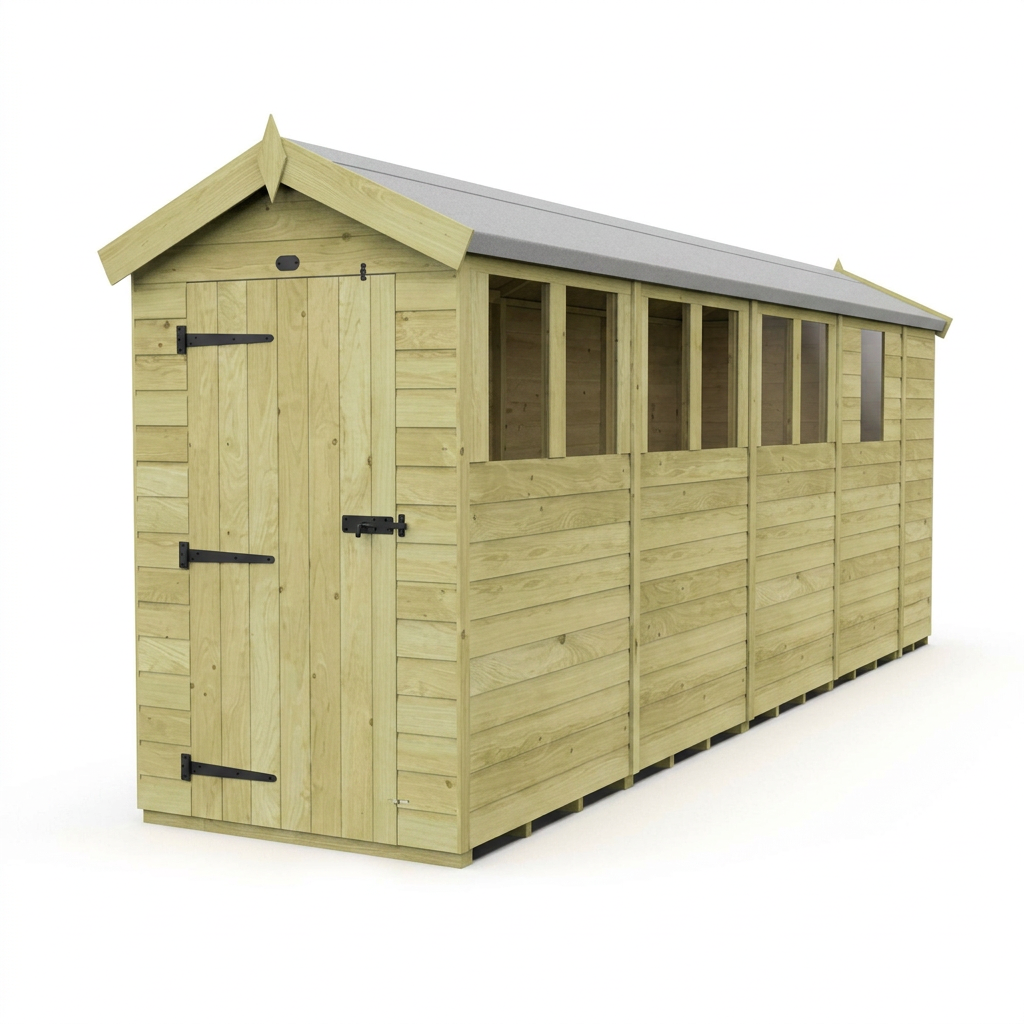 4 x 17 Apex Shed (Single Door, With Windows) - view 3