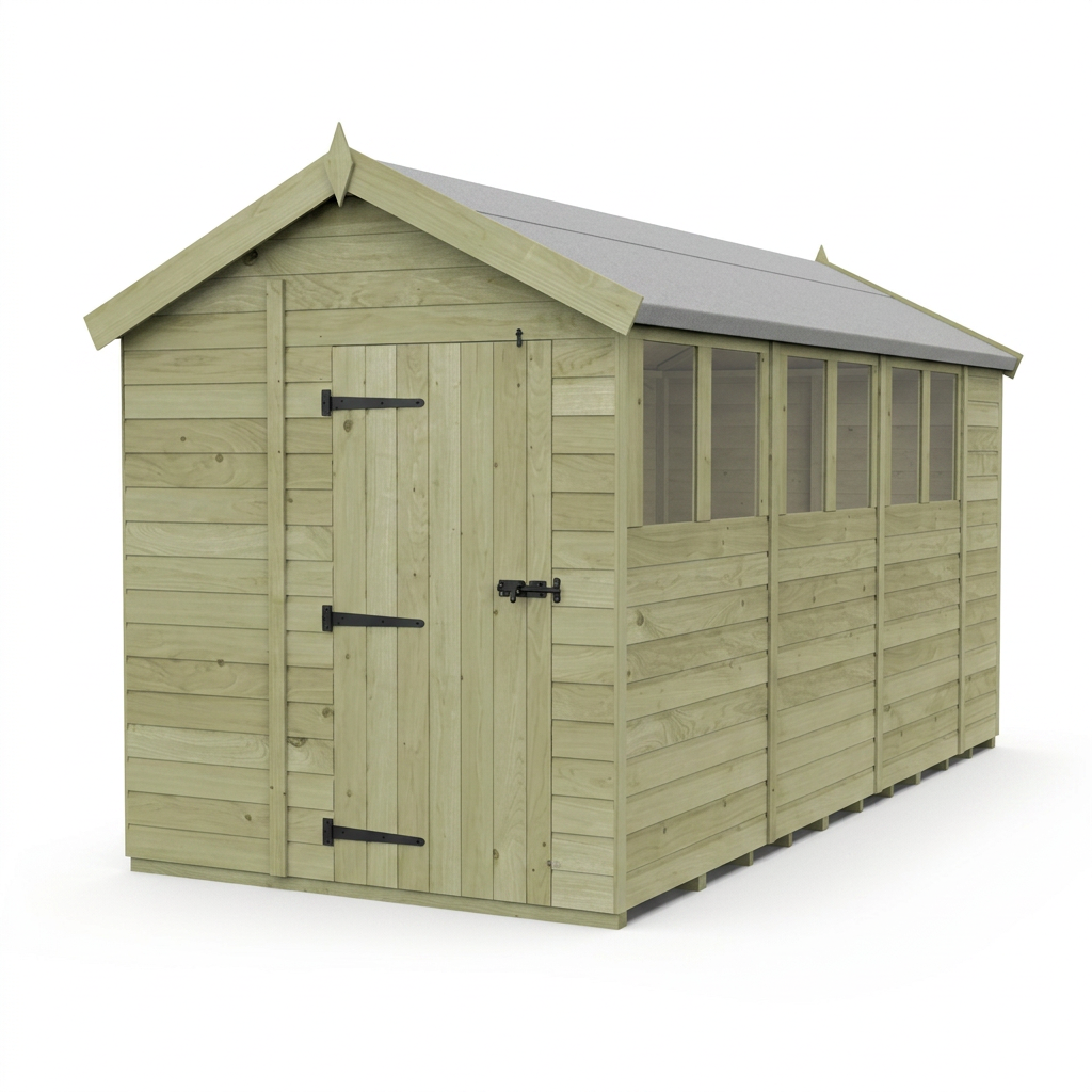 7 x 15 Apex Shed (Single Door, With Windows) - view 3