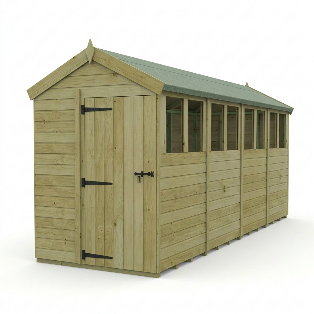 5 x 16 Apex Shed (Single Door, With Windows) - view 4