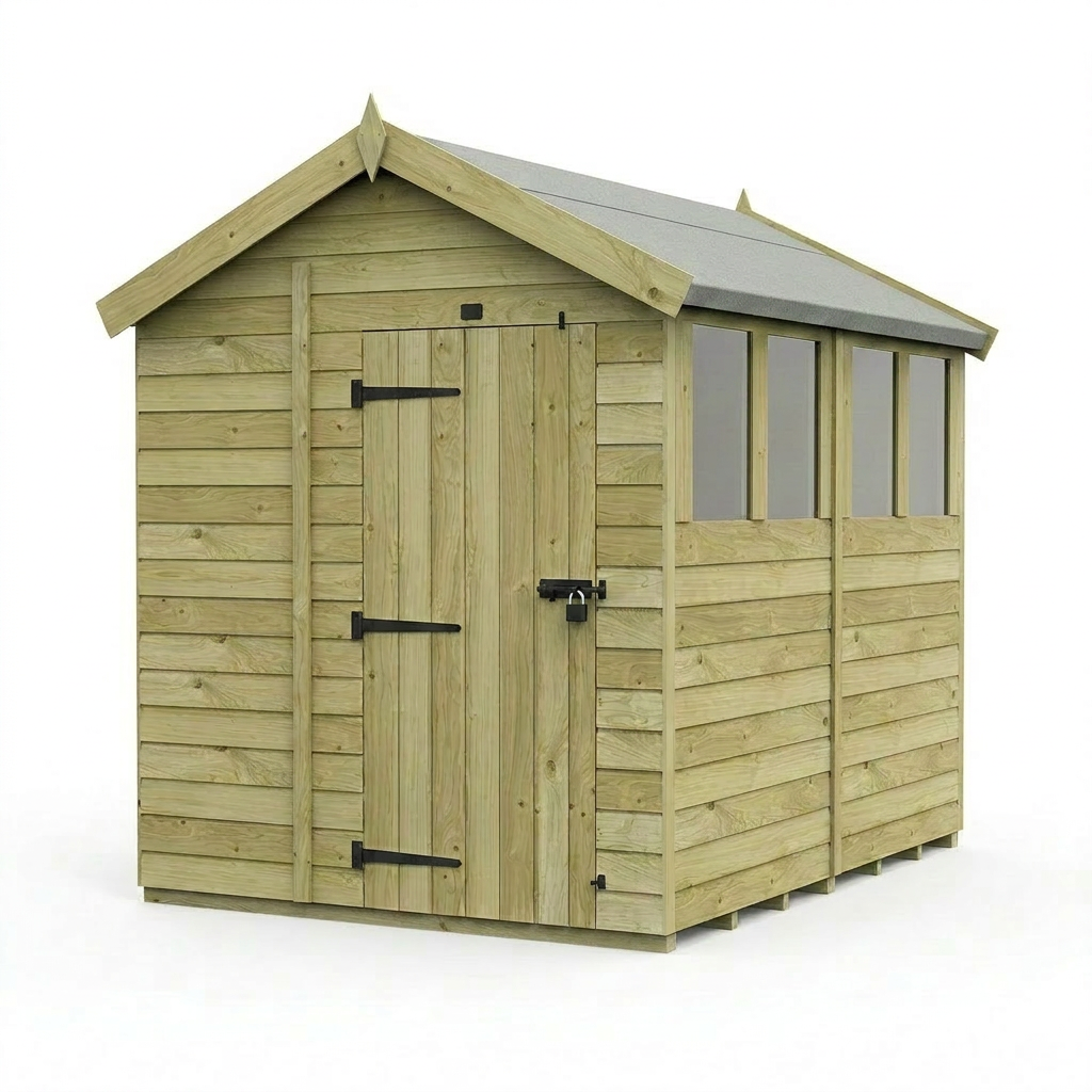 6 x 8 Apex Shed (Single Door, With Windows) - view 5