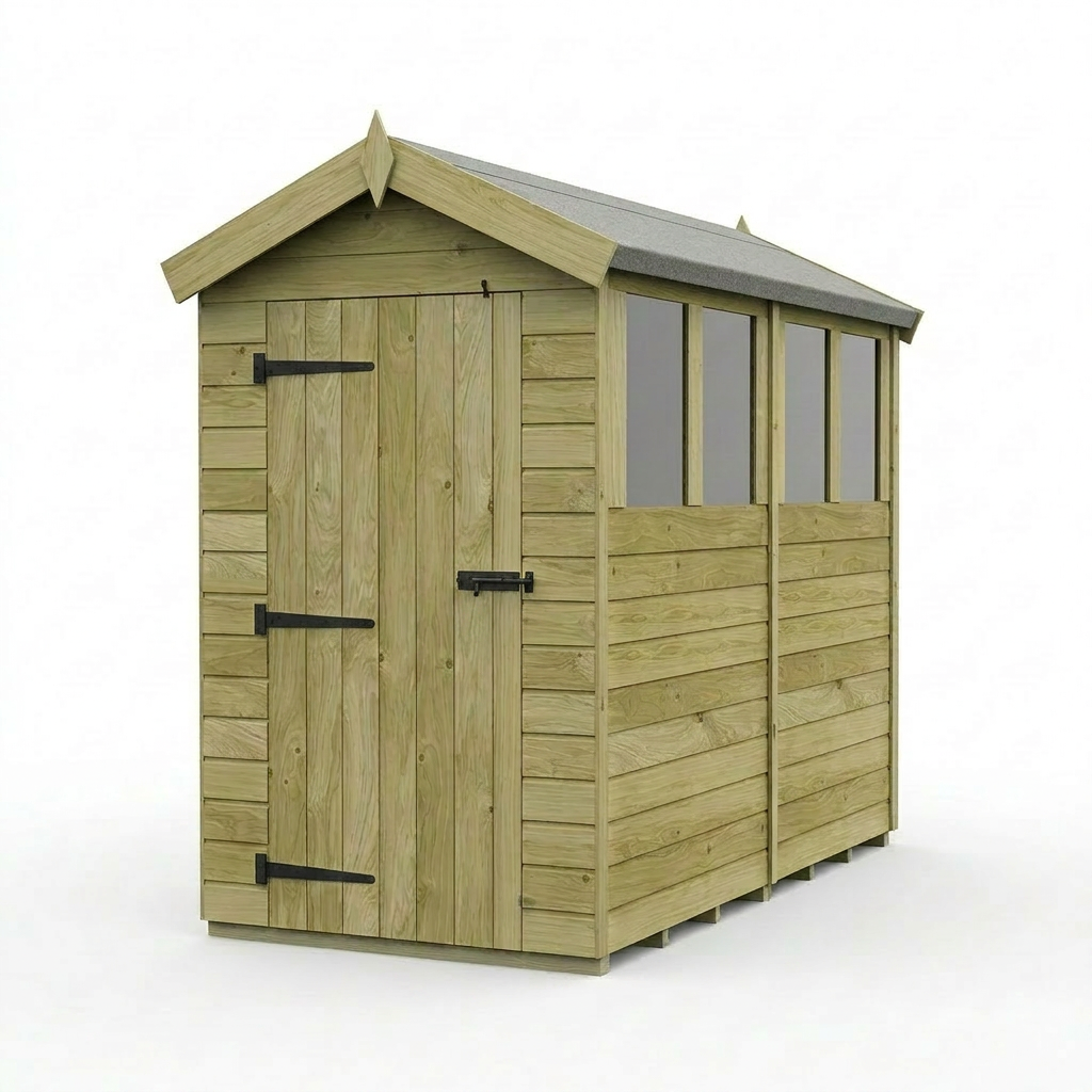 4 x 8 Apex Shed (Single Door, With Windows) - view 5