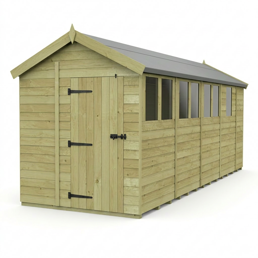 7 x 17 Apex Shed (Single Door, With Windows) - view 4