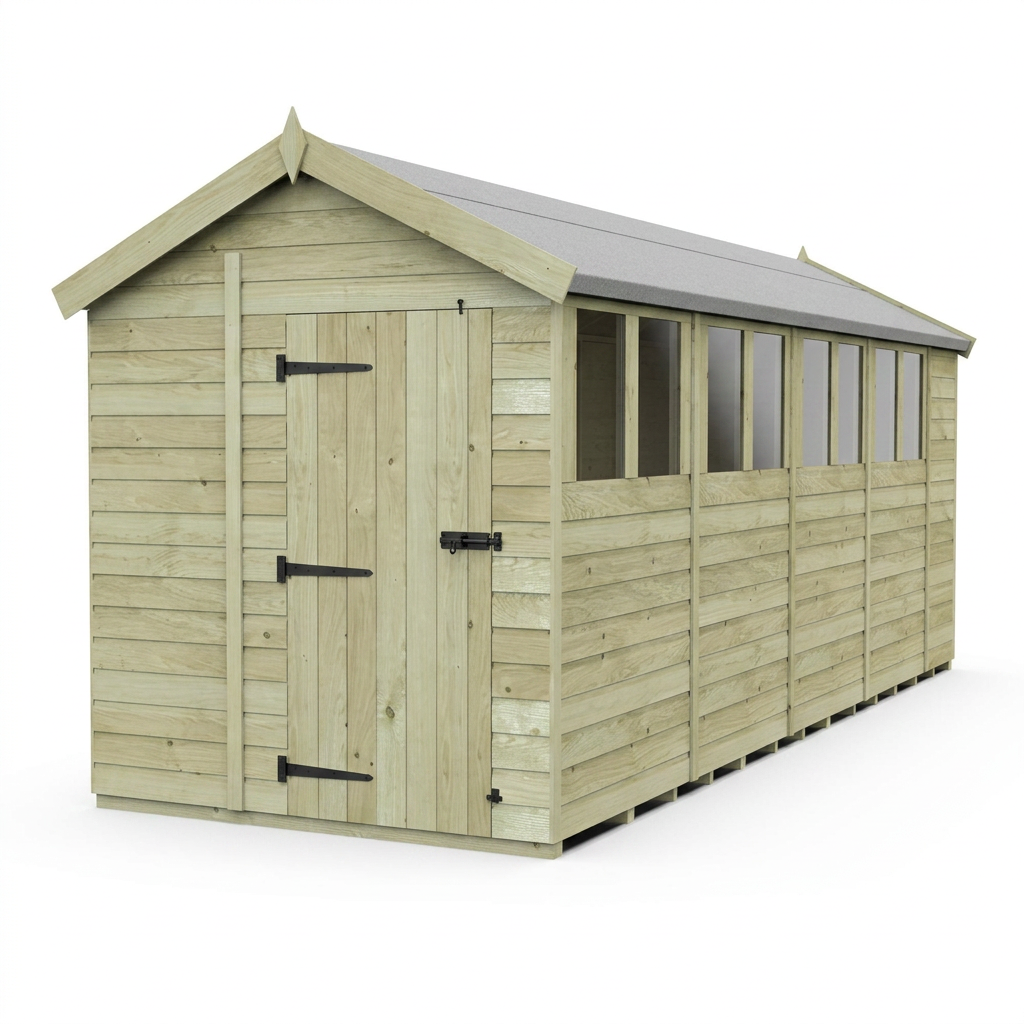 6 x 18 Apex Shed (Single Door, With Windows) - view 4
