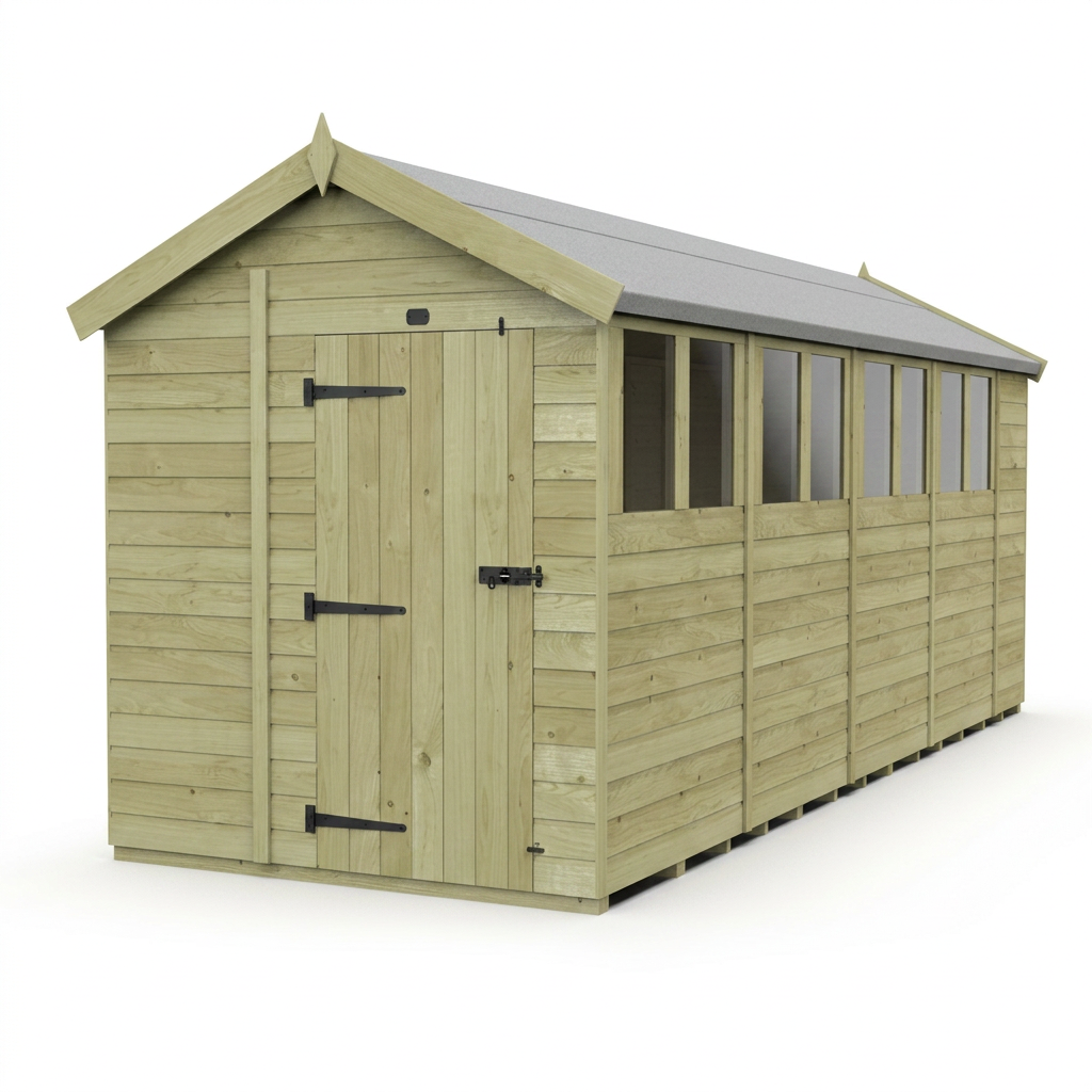7 x 18 Apex Shed (Single Door, With Windows) - view 4