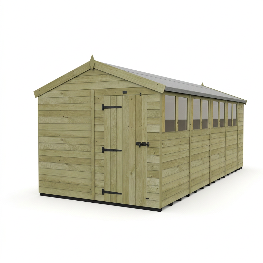 8 x 18 Apex Shed (Single Door, With Windows) - view 3
