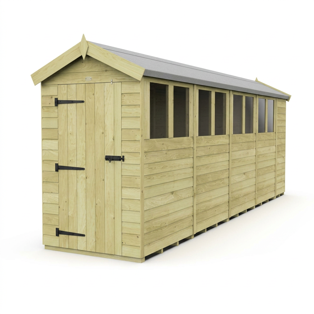 4 x 19 Apex Shed (Single Door, With Windows) - view 4