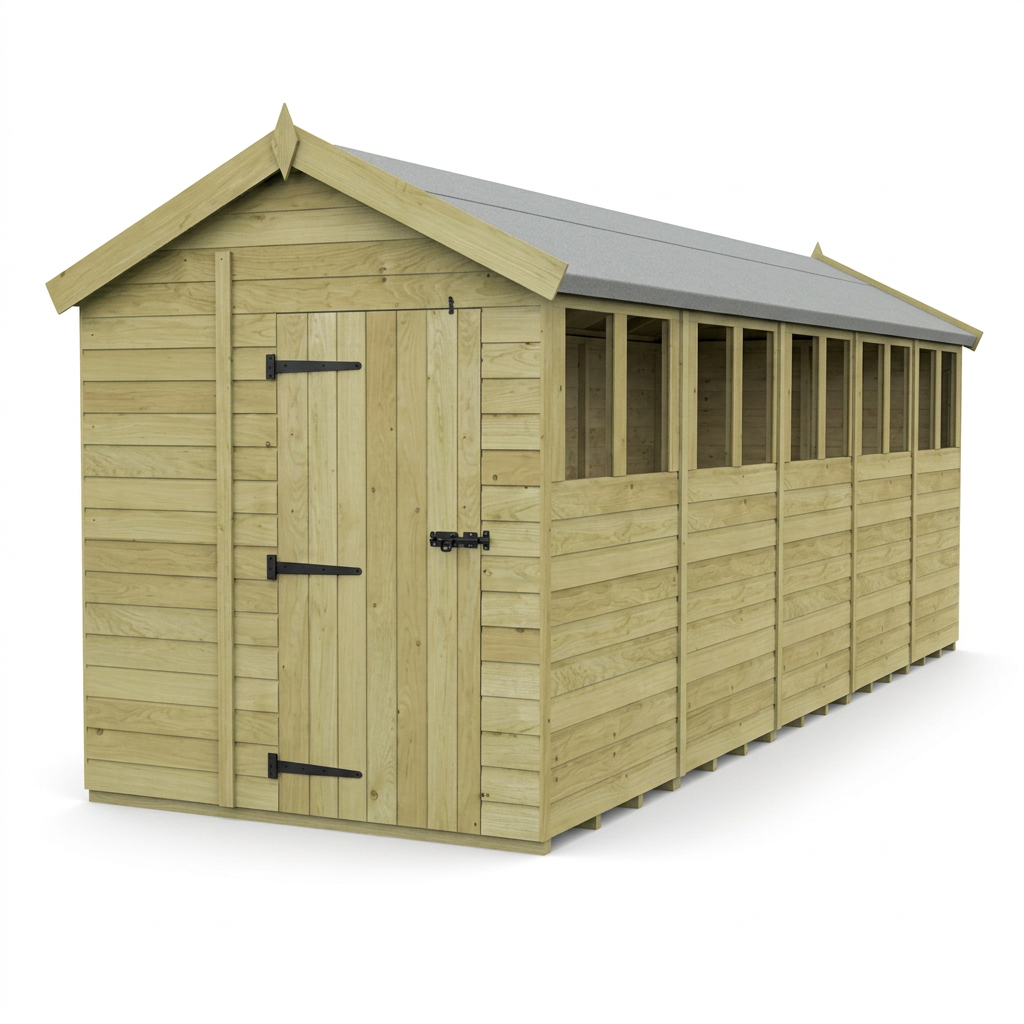 7 x 20 Apex Shed (Single Door, With Windows) - view 4