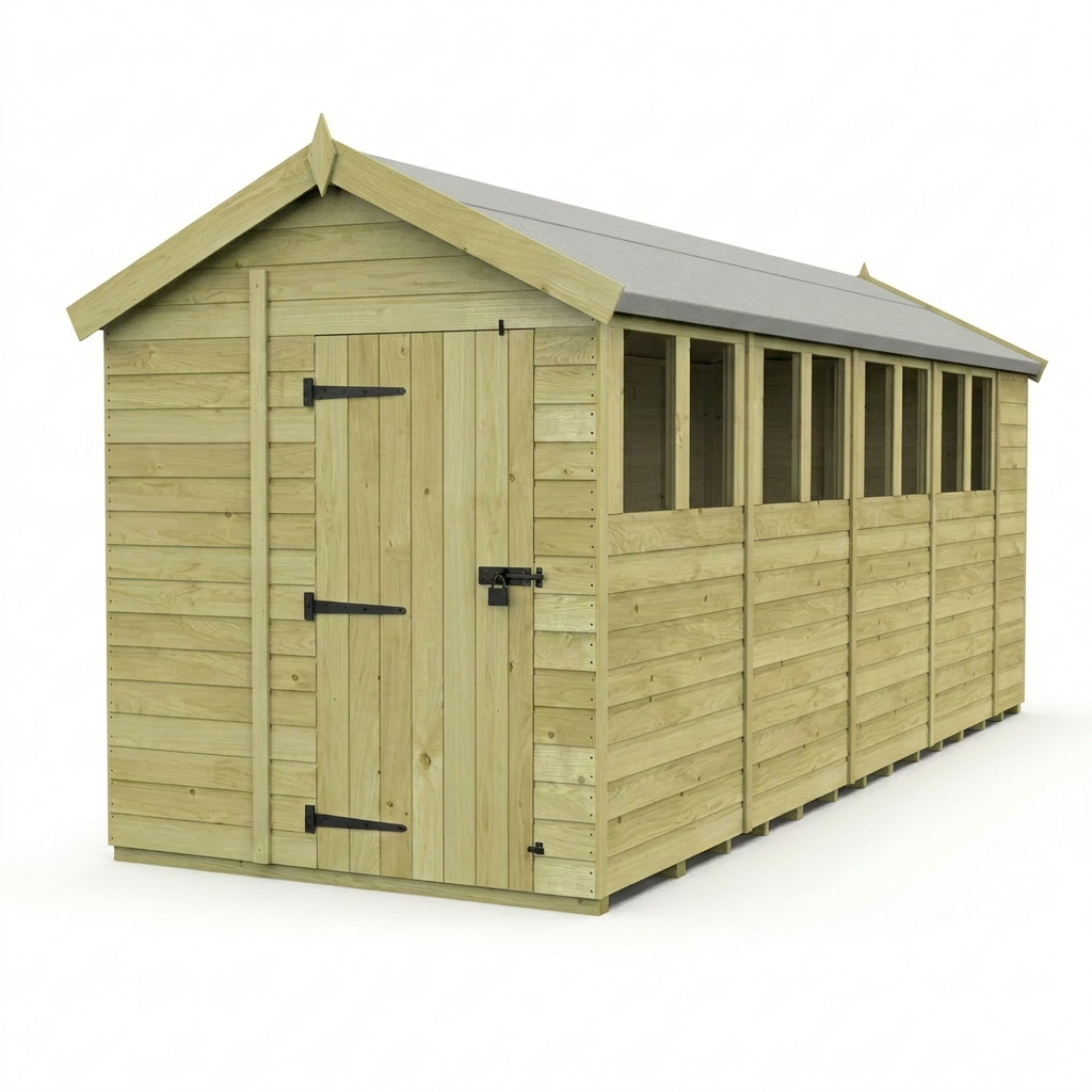6 x 19 Apex Shed (Single Door, With Windows) - view 4