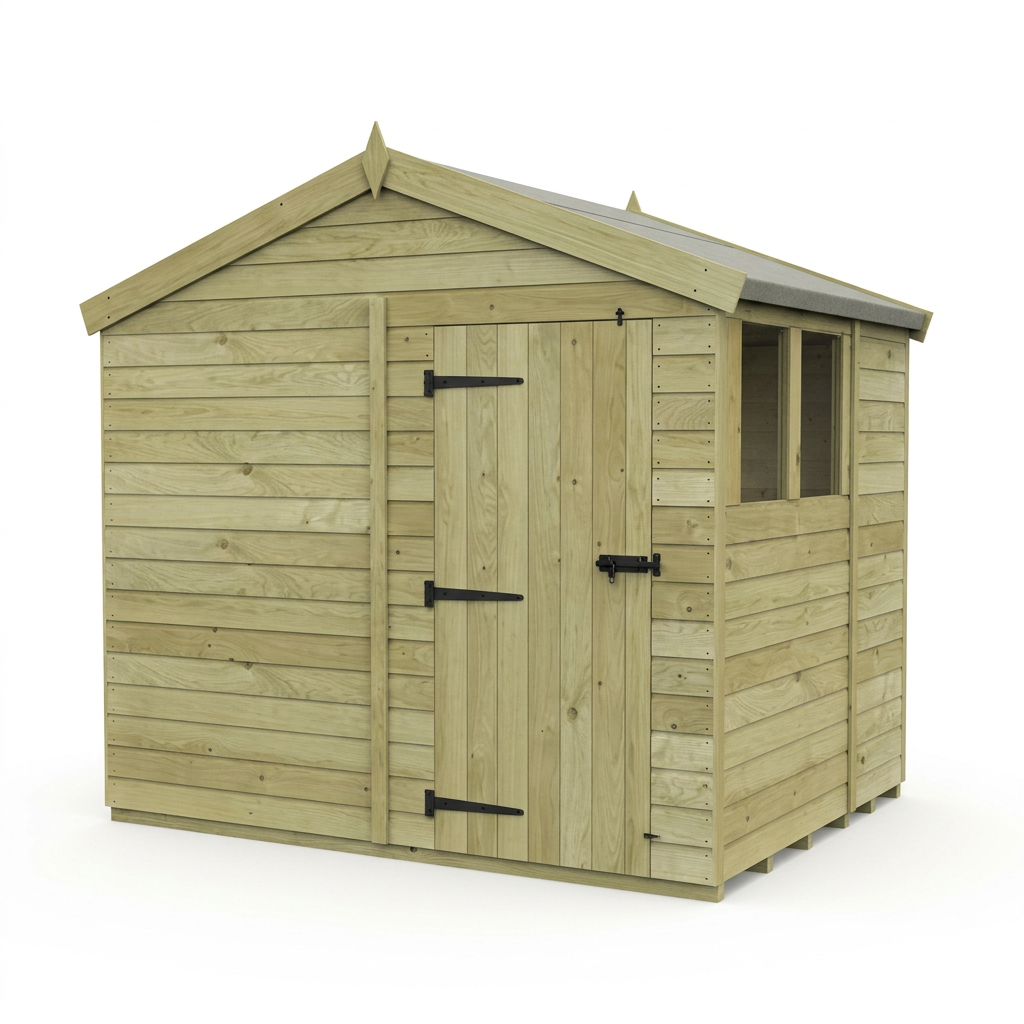 8 x 7 Apex Shed (Single Door, With Windows) - view 4