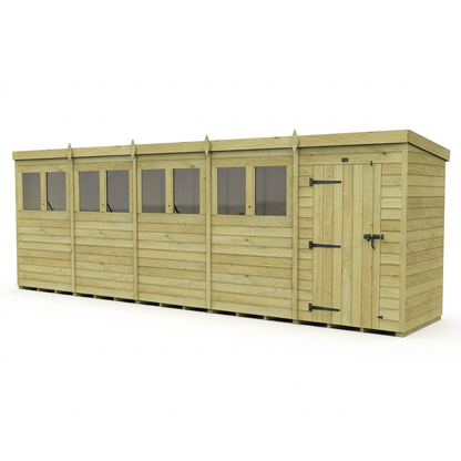 20 x 4 Pent Shed (Single Door, With Windows) - view 4