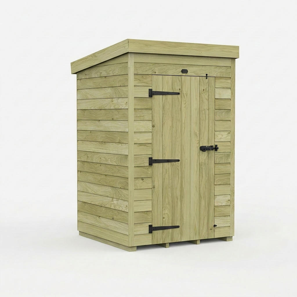 4 x 4 Pent Shed (Single Door, No Windows) - view 4