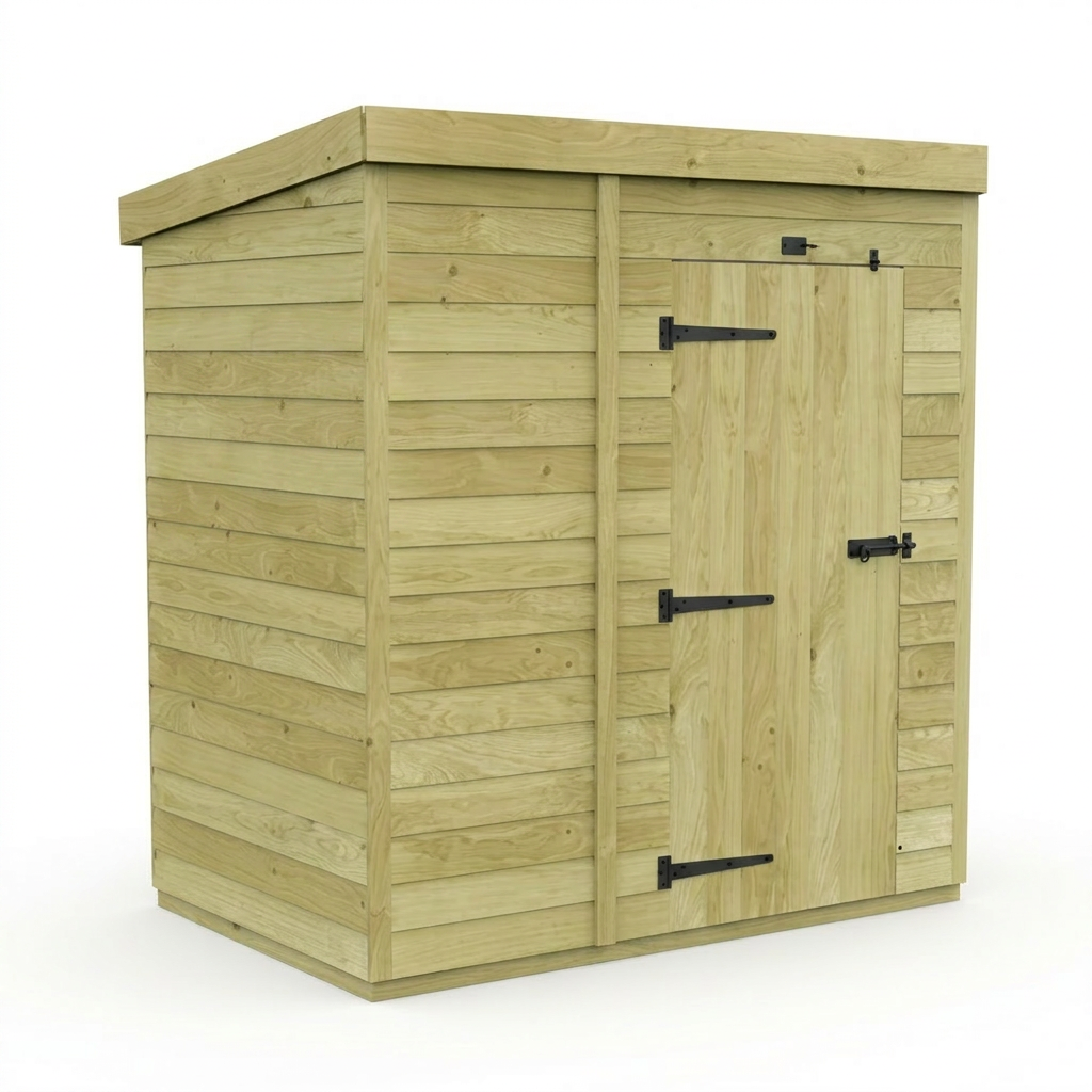 5 x 4 Pent Shed (Single Door, No Windows) - view 6