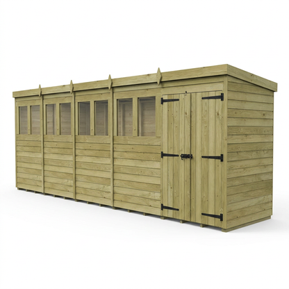20 x 4 Pent Shed (Double Door, With Windows) - view 6