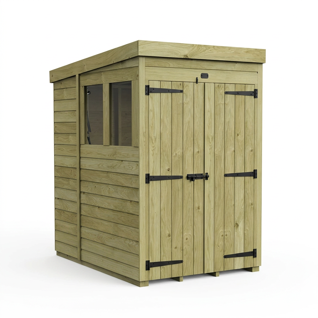 4 x 5 Pent Shed (Double Door, With Windows) - view 5