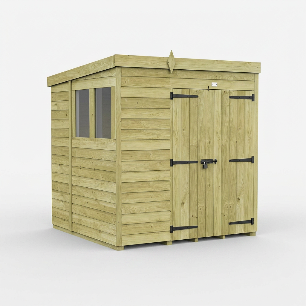6 x 5 Pent Shed (Double Door, With Windows) - view 5