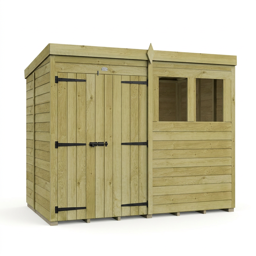 8 x 5 Pent Shed (Double Door, With Windows) - view 3