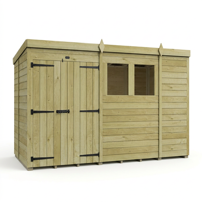 10 x 5 Pent Shed (Double Door, With Windows) - view 4