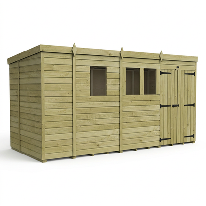 13 x 5 Pent Shed (Double Door, With Windows) - view 4