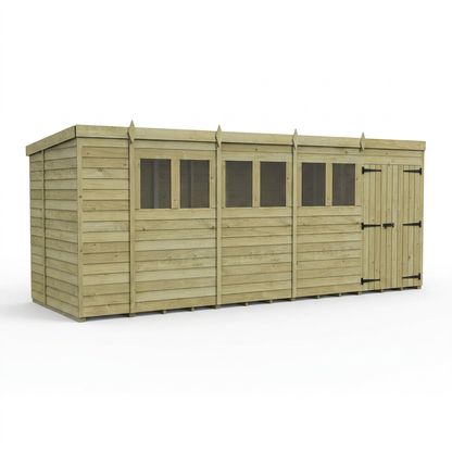 18 x 5 Pent Shed (Double Door, With Windows) - view 5