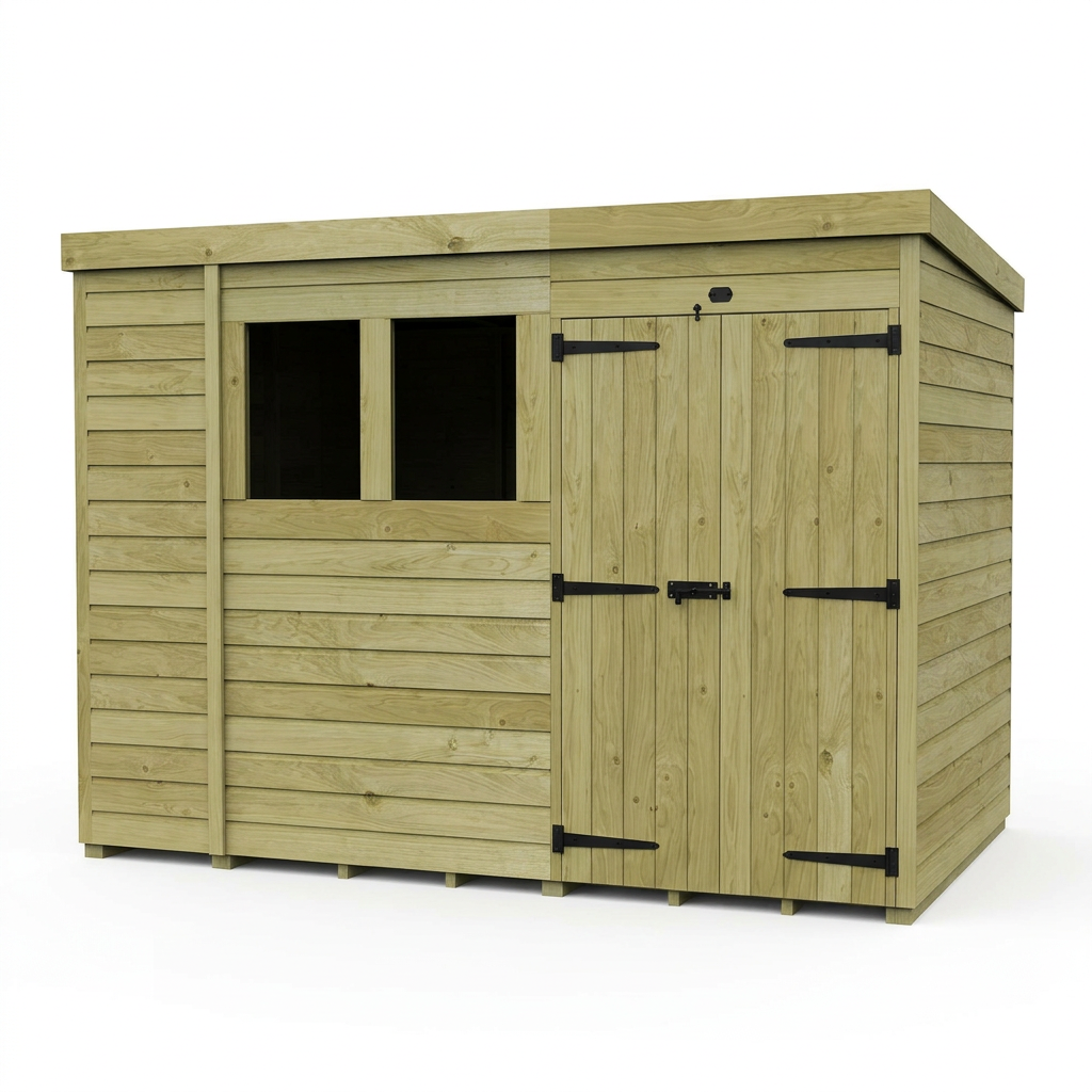 11 x 5 Pent Shed (Double Door, With Windows) - view 4