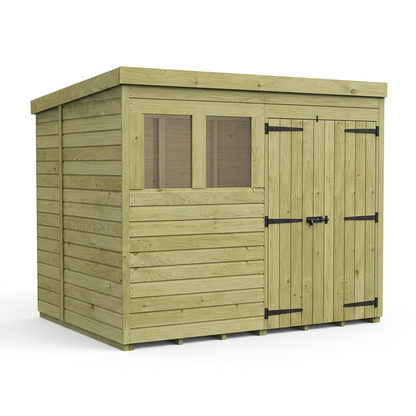 7 x 6 Pent Shed (Double Door, With Windows) - view 4