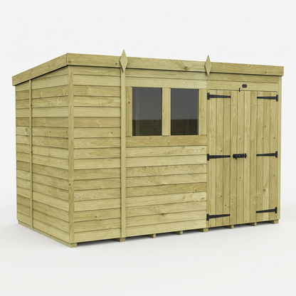 9 x 6 Pent Shed (Double Door, With Windows) - view 3