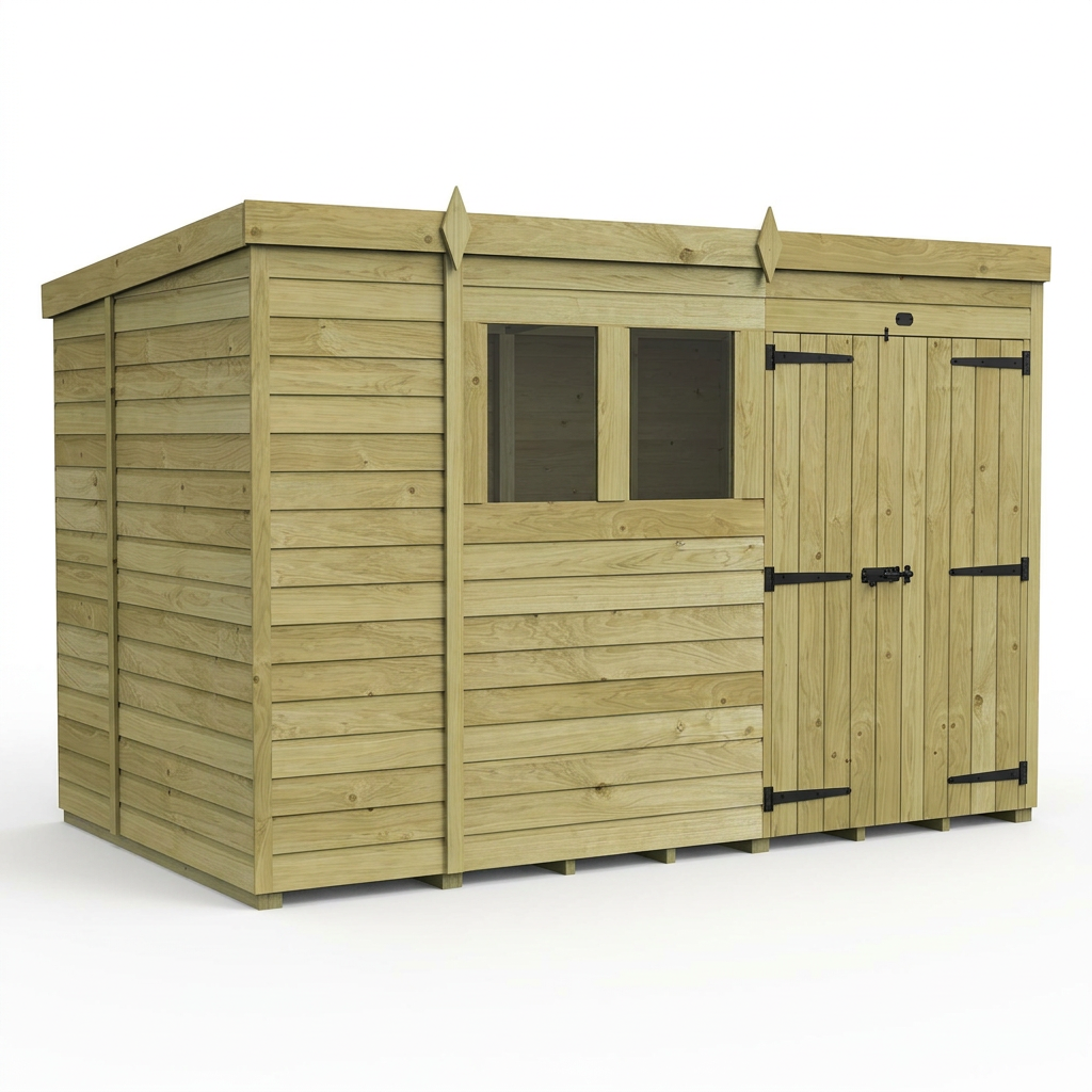 10 x 6 Pent Shed (Double Door, With Windows) - view 4