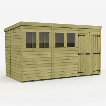 12 x 6 Pent Shed (Double Door, With Windows) - view 6