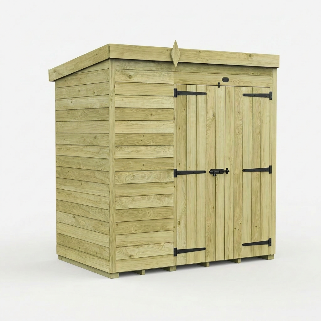 6 x 4 Pent Shed (Double Door, No Windows) - view 6