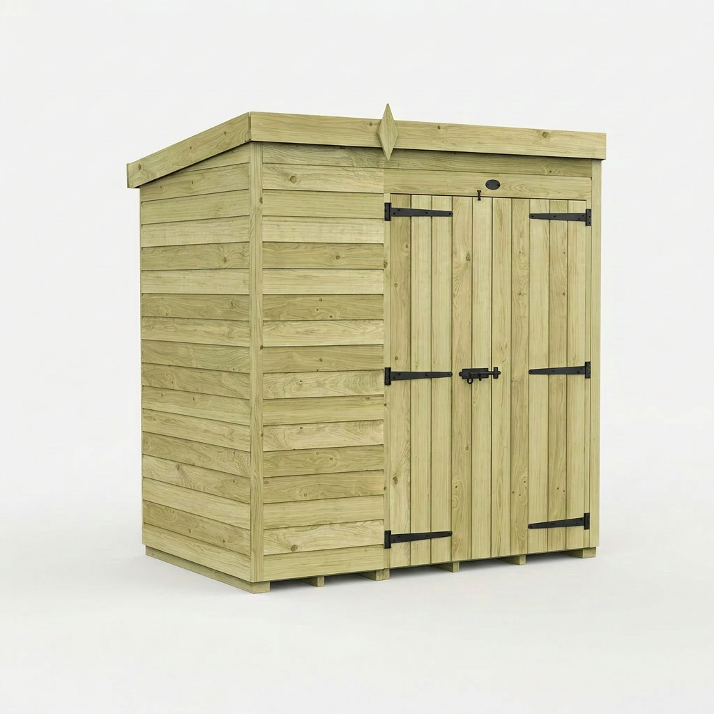 7 x 4 Pent Shed (Double Door, No Windows) - view 6