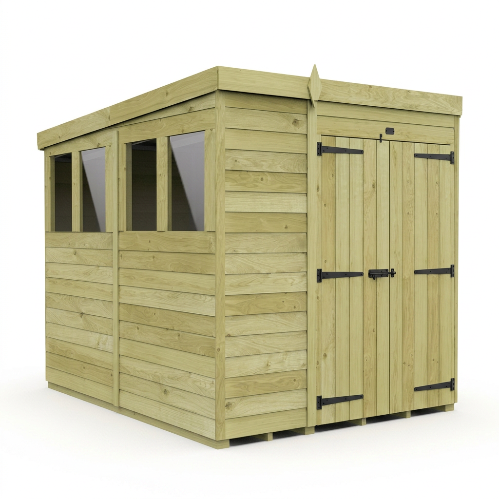 6 x 7 Pent Shed (Double Door, With Windows) - view 6