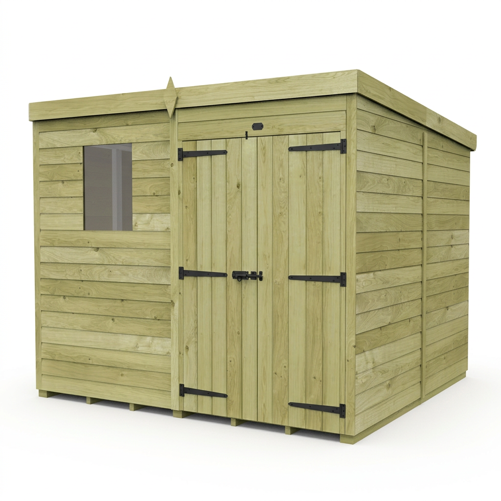 7 x 7 Pent Shed (Double Door, With Windows) - view 5