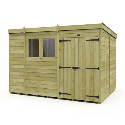 10 x 7 Pent Shed (Double Door, With Windows) - view 6