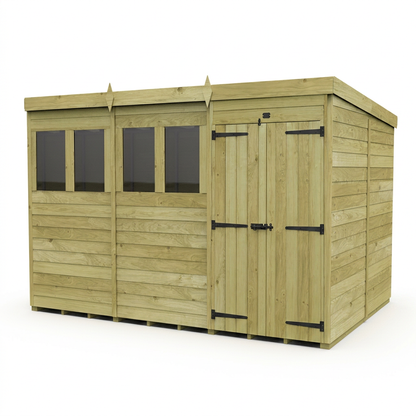 12 x 7 Pent Shed (Double Door, With Windows) - view 4