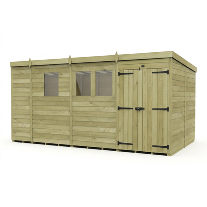13 x 7 Pent Shed (Double Door, With Windows) - view 4