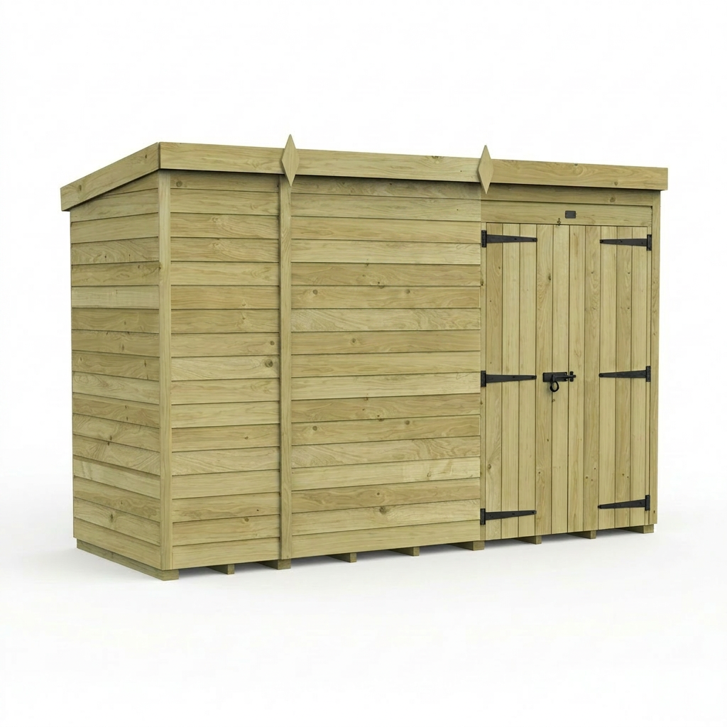 9 x 4 Pent Shed (Double Door, No Windows) - view 5