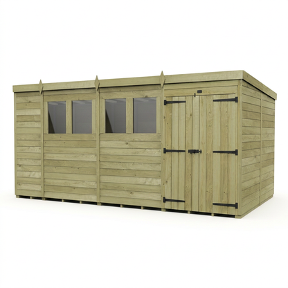 14 x 7 Pent Shed (Double Door, With Windows) - view 4