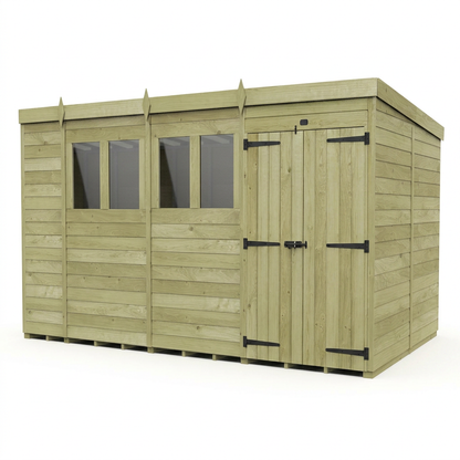 15 x 7 Pent Shed (Double Door, With Windows) - view 4