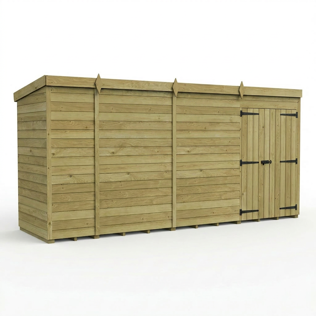 14 x 4 Pent Shed (Double Door, No Windows) - view 4