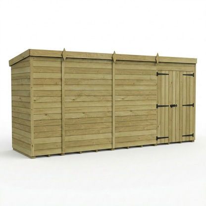 14 x 4 Pent Shed (Double Door, No Windows) - view 4