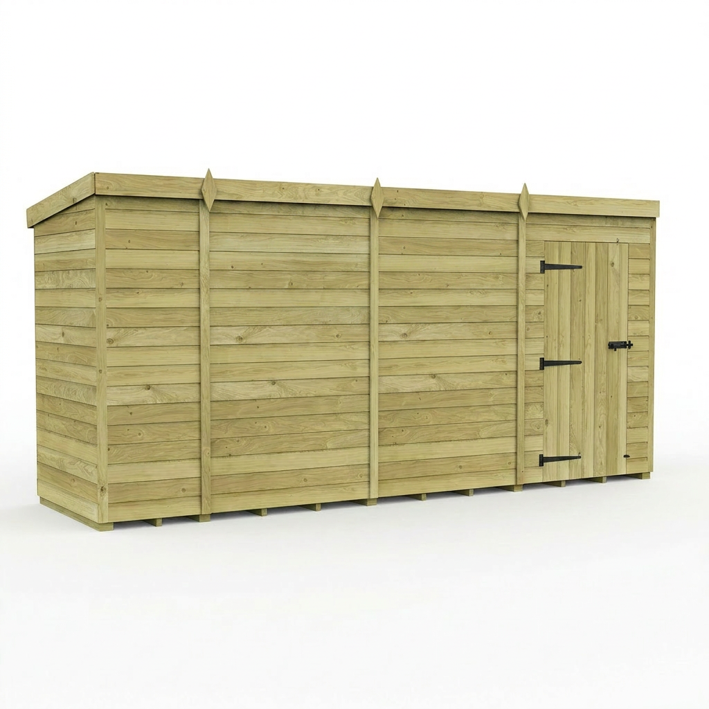 14 x 4 Pent Shed (Single Door, No Windows) - view 4