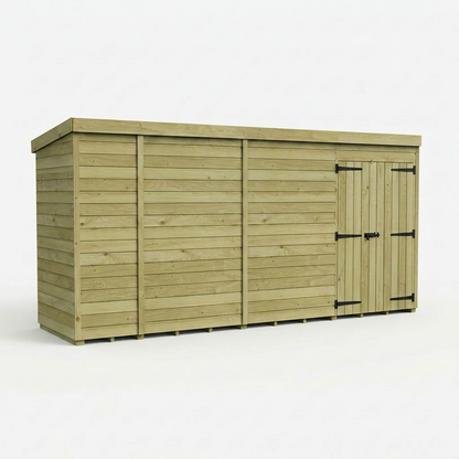 15 x 4 Pent Shed (Double Door, No Windows) - view 5