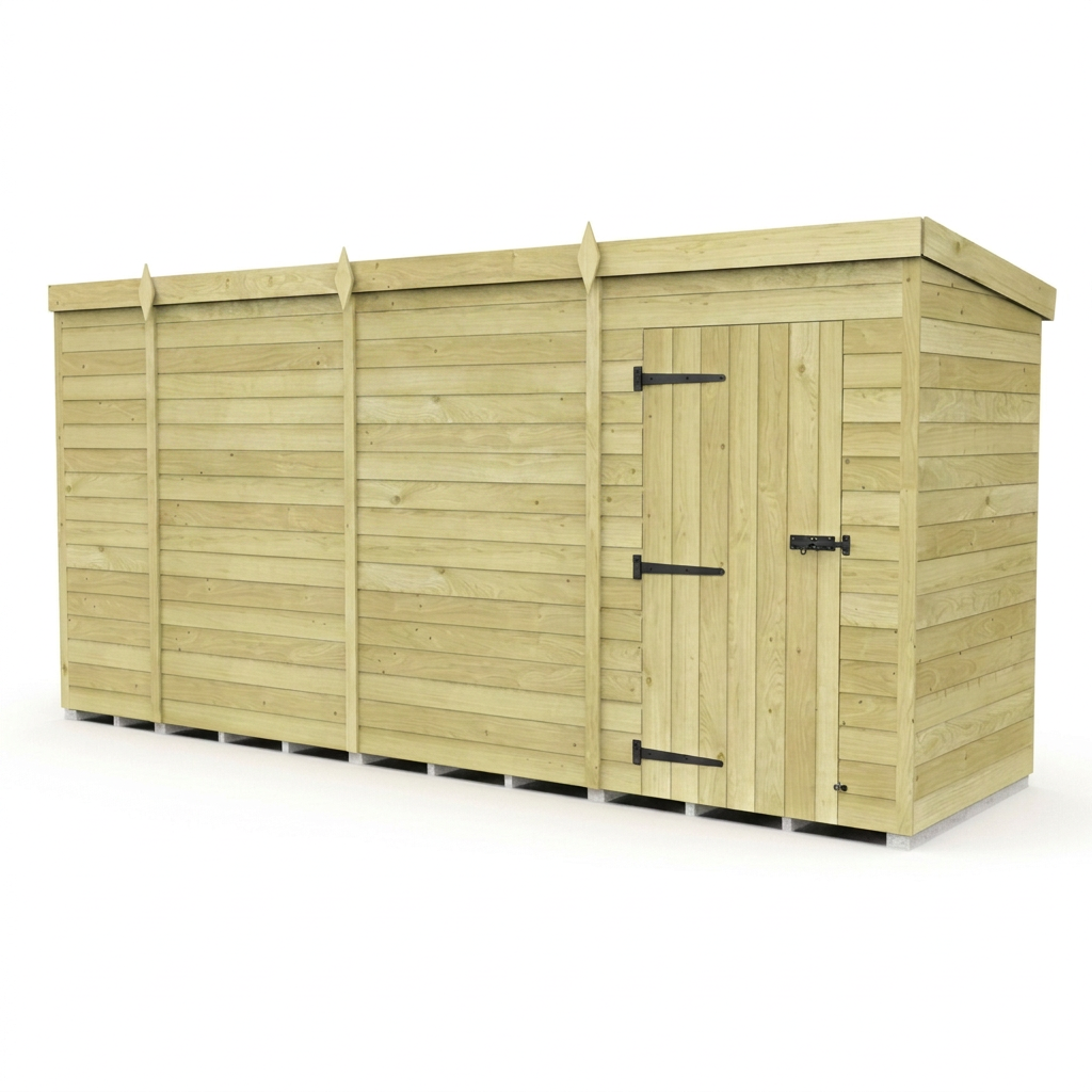 15 x 4 Pent Shed (Single Door, No Windows) - view 4