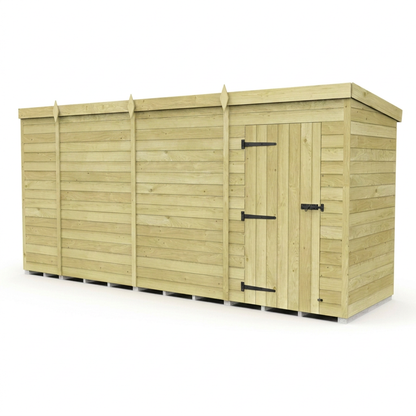 15 x 4 Pent Shed (Single Door, No Windows) - view 4