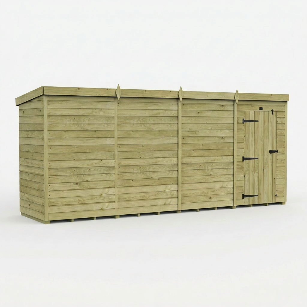 16 x 4 Pent Shed (Single Door, No Windows) - view 4