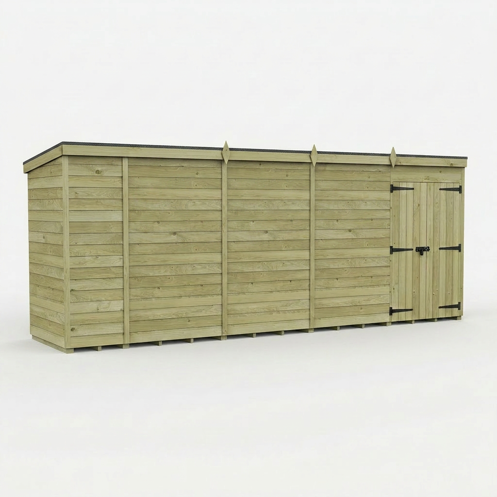 17 x 4 Pent Shed (Double Door, No Windows) - view 5