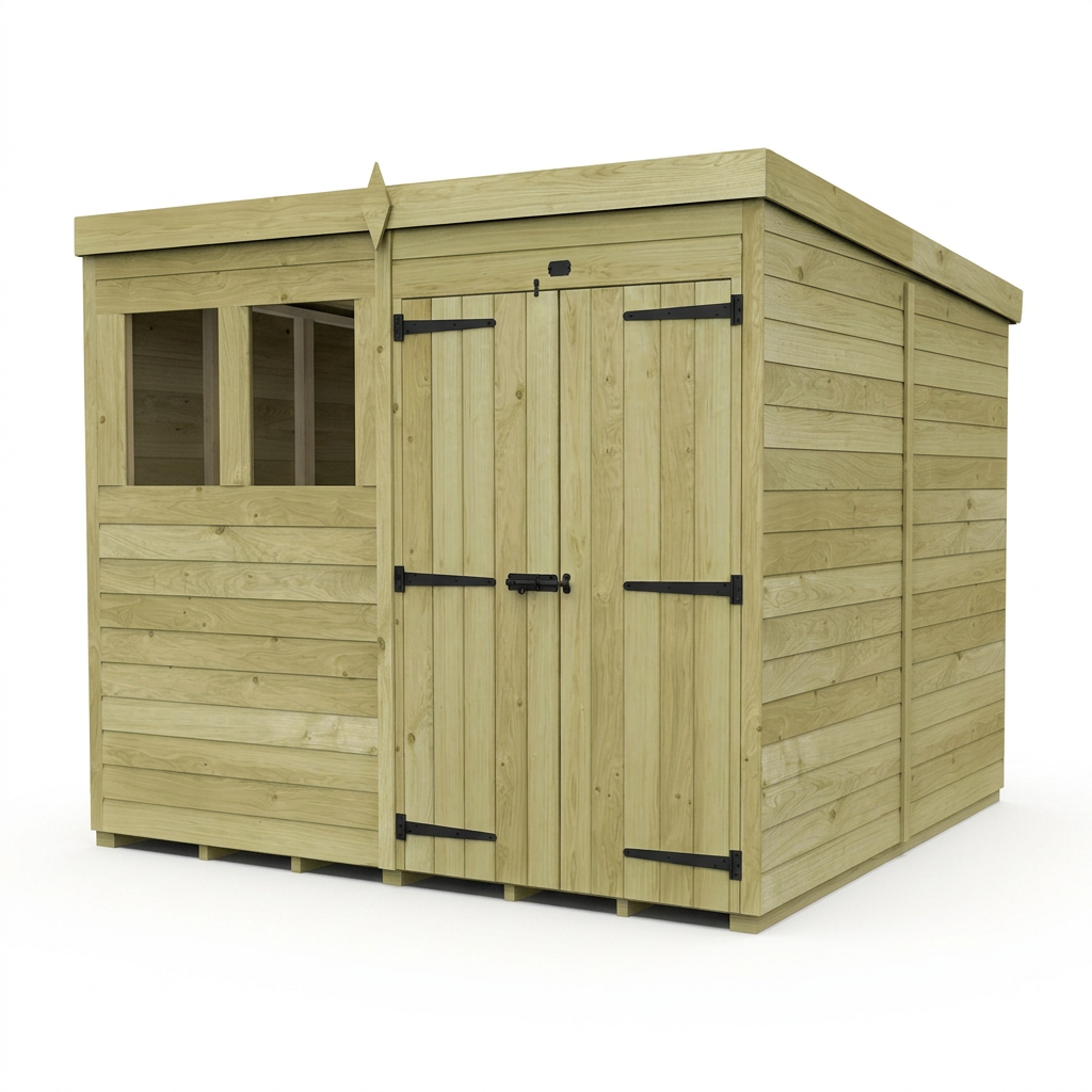 8 x 8 Pent Shed (Double Door, With Windows) - view 5