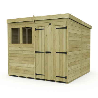 8 x 8 Pent Shed (Double Door, With Windows) - view 5